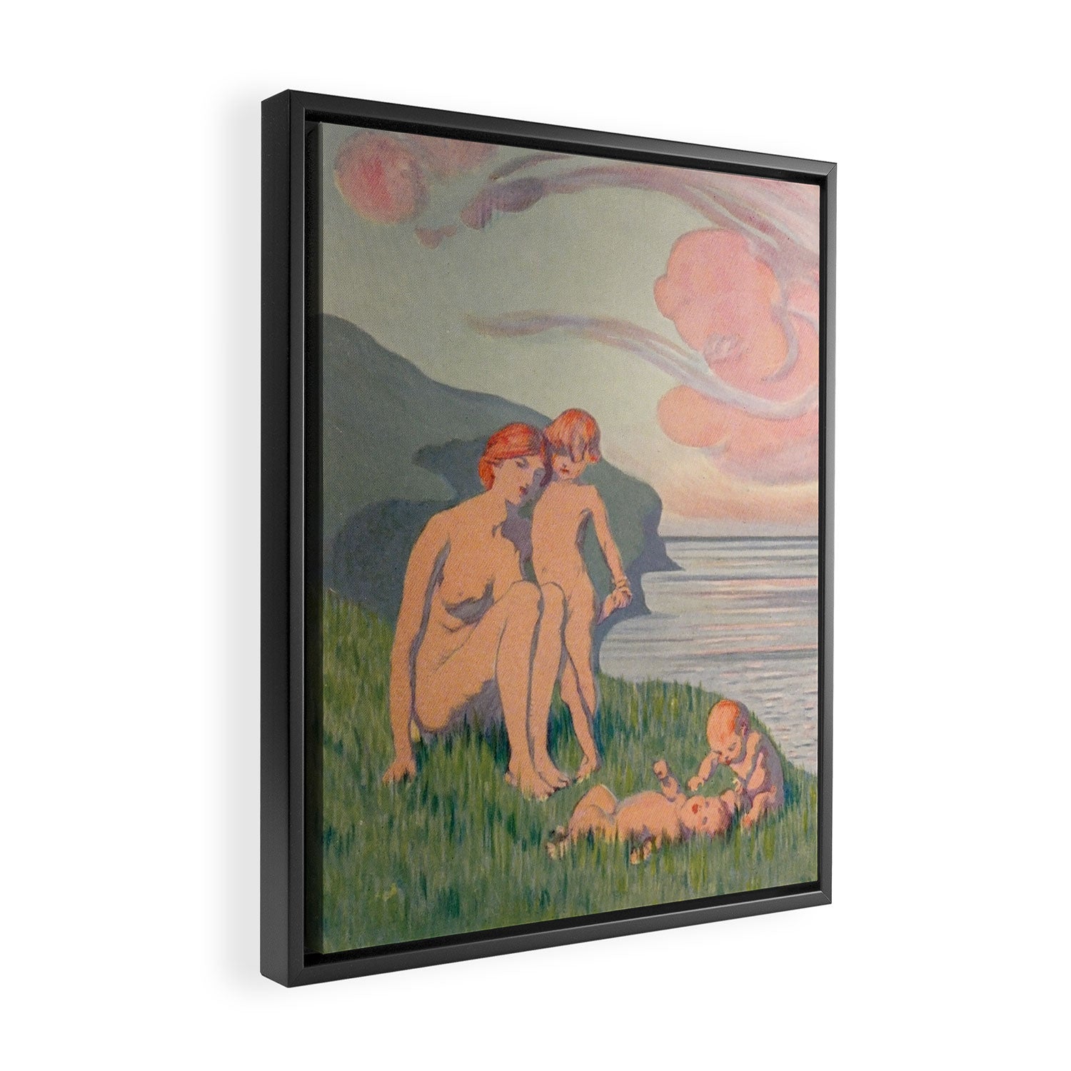 "The merriment of the two babes that crawl over the grass in the sun" Framed Canvas Print Gallery Image 2