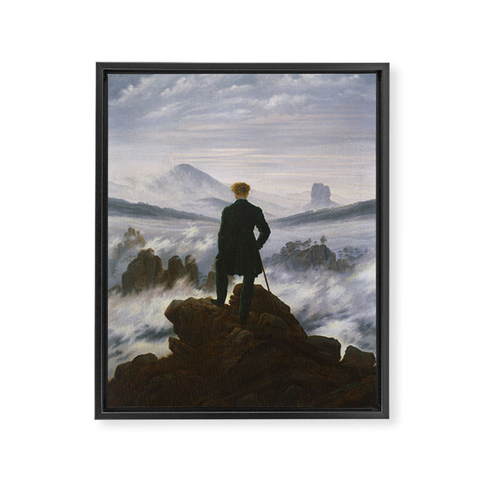 "Wanderer above the Sea of Fog" ("Der Wanderer über dem Nebelmeer") by Caspar David Friedrich, circa 1817  Framed Canvas Print Gallery Image 1