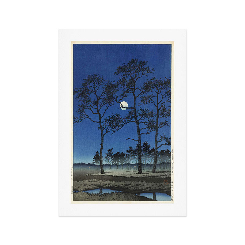 "Winter Moon at Toyamagahara" by Hasui Kawase, 1931 Art Print Gallery Image 1