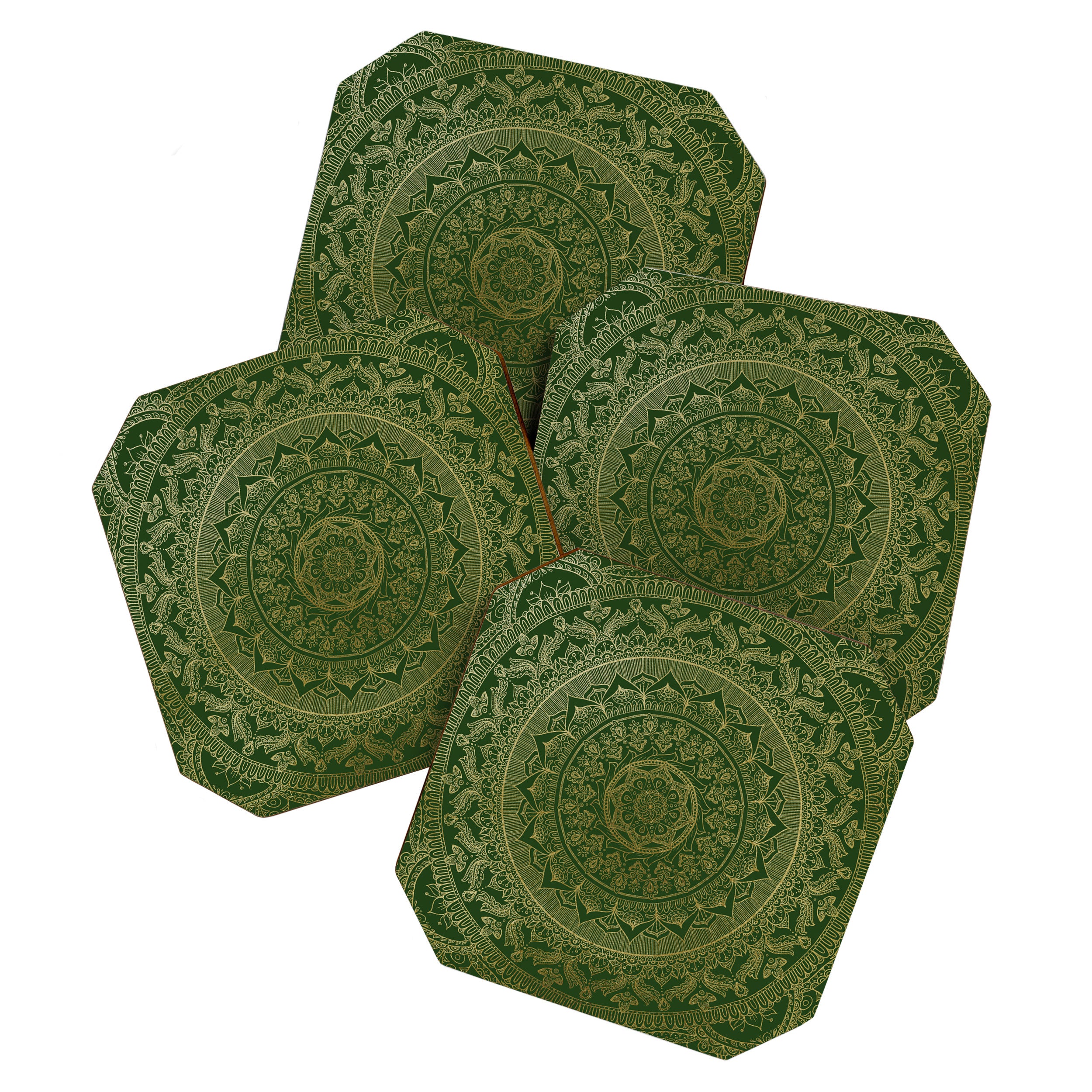 Mandala Royal - Green and Gold Coaster Gallery Image 1