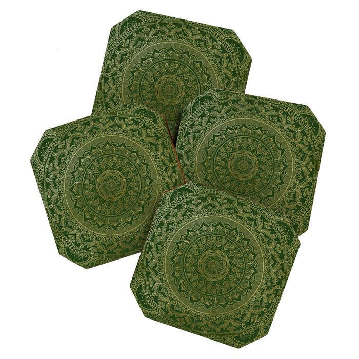 Mandala Royal - Green and Gold Coaster Gallery Image 1