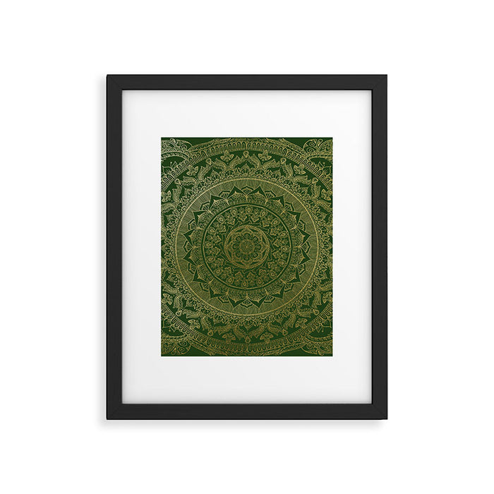 Mandala Royal - Green and Gold Framed Art Print Gallery Image 1