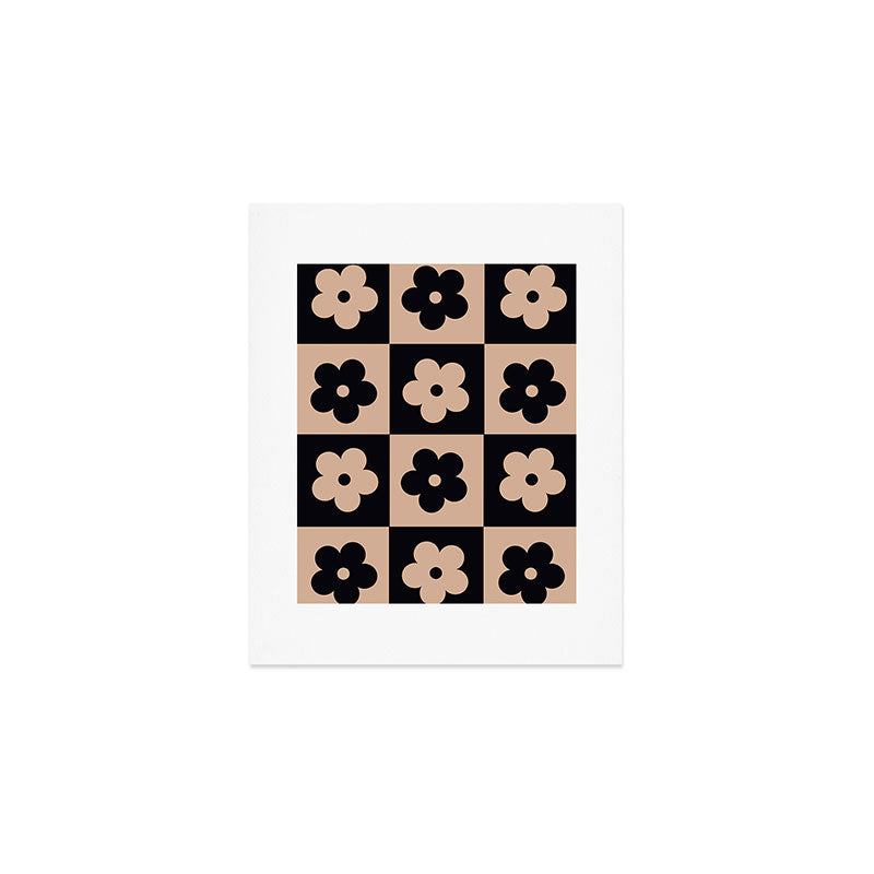 Bloom Check Tan Art Print Gallery Image 1