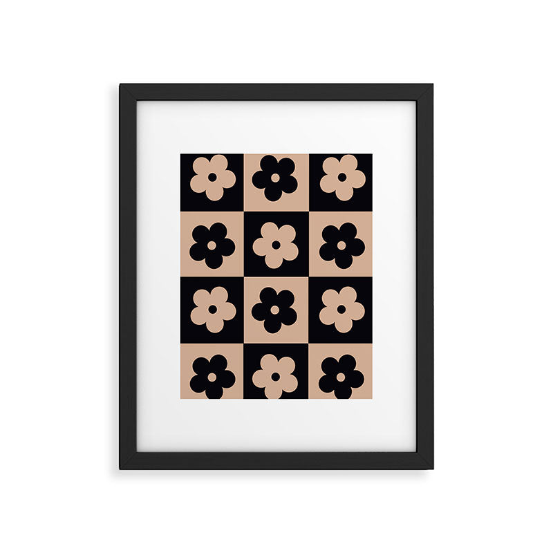Bloom Check Tan Framed Art Print Gallery Image 6
