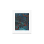 Antique Map Teal Blue and Copper Art Print Gallery Image 1