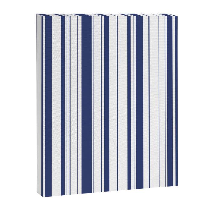 Minimalist Era - White & Indigo Blue Stripe Asymmetrical Canvas Print Gallery Image 1