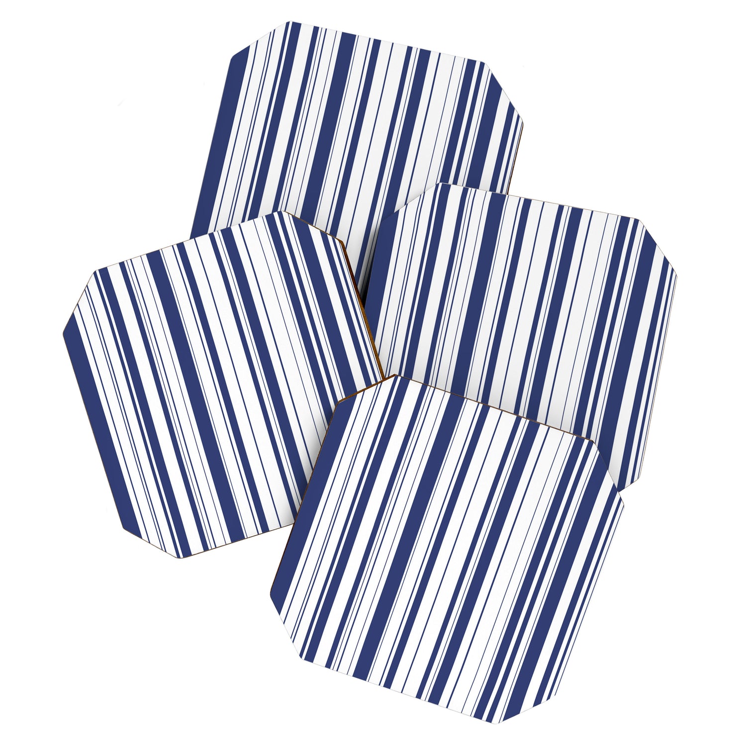 Minimalist Era - White & Indigo Blue Stripe Asymmetrical Coaster Gallery Image 1