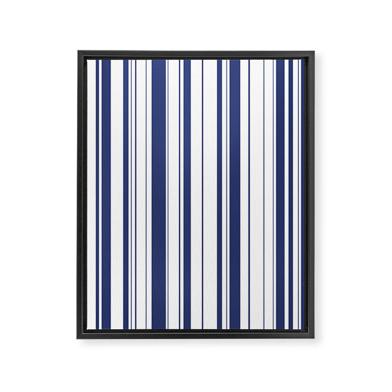 Minimalist Era - White & Indigo Blue Stripe Asymmetrical Framed Canvas Print Gallery Image 8
