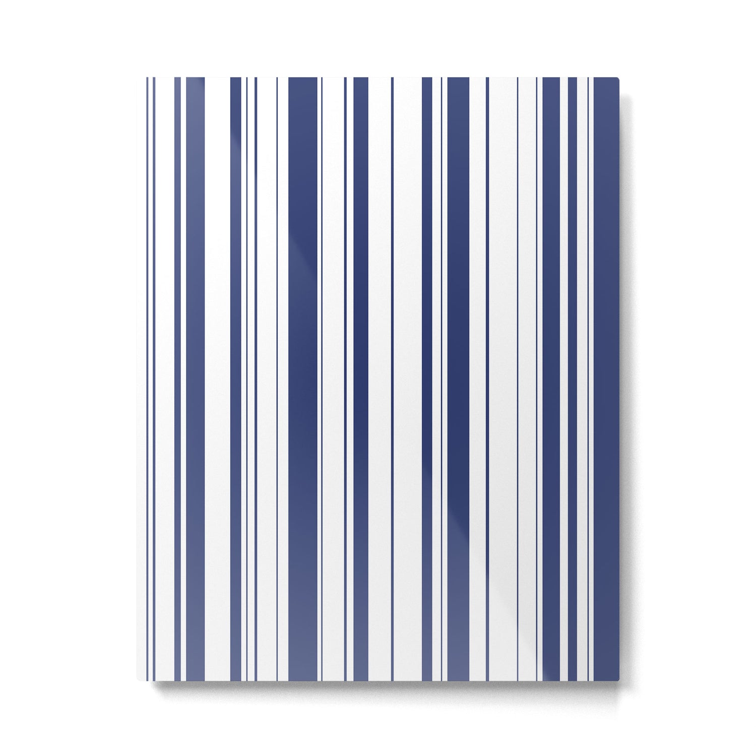 Minimalist Era - White & Indigo Blue Stripe Asymmetrical Metal Print Gallery Image 6