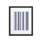 Minimalist Era - White & Indigo Blue Stripe Asymmetrical Framed Art Print Gallery Image 6
