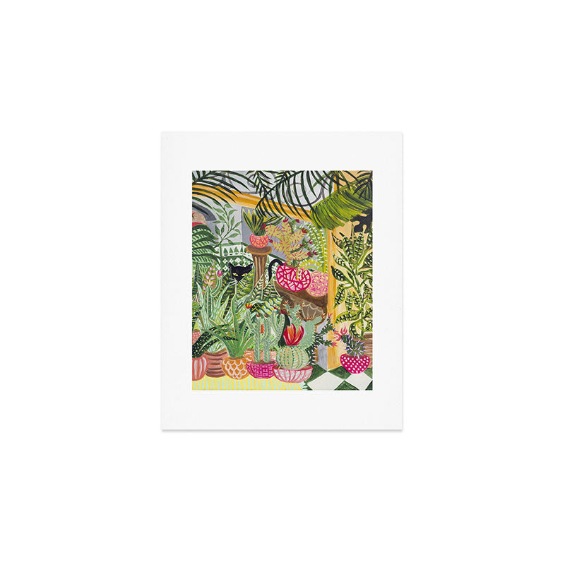 Black cat in the Garden Art Print Gallery Image 1