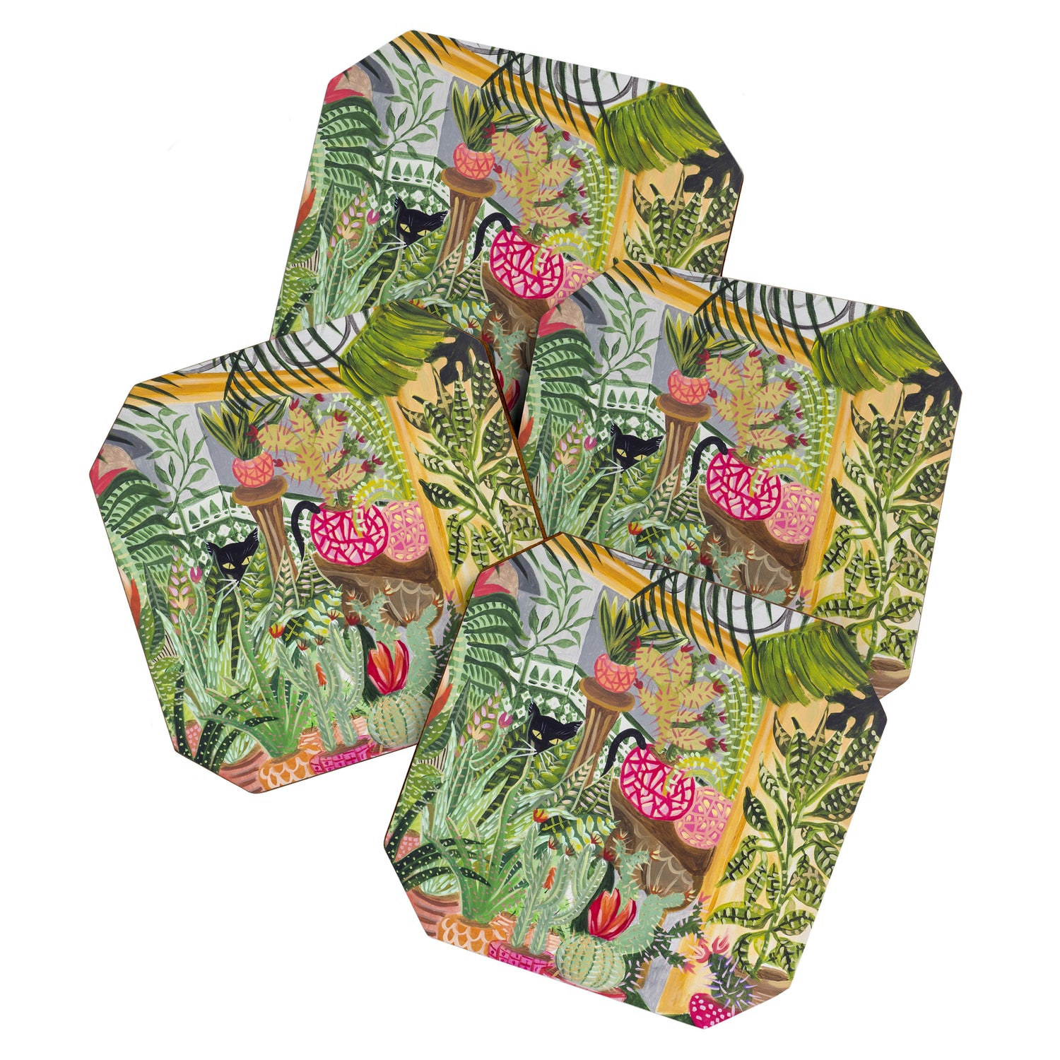 Black cat in the Garden Coaster Gallery Image 1