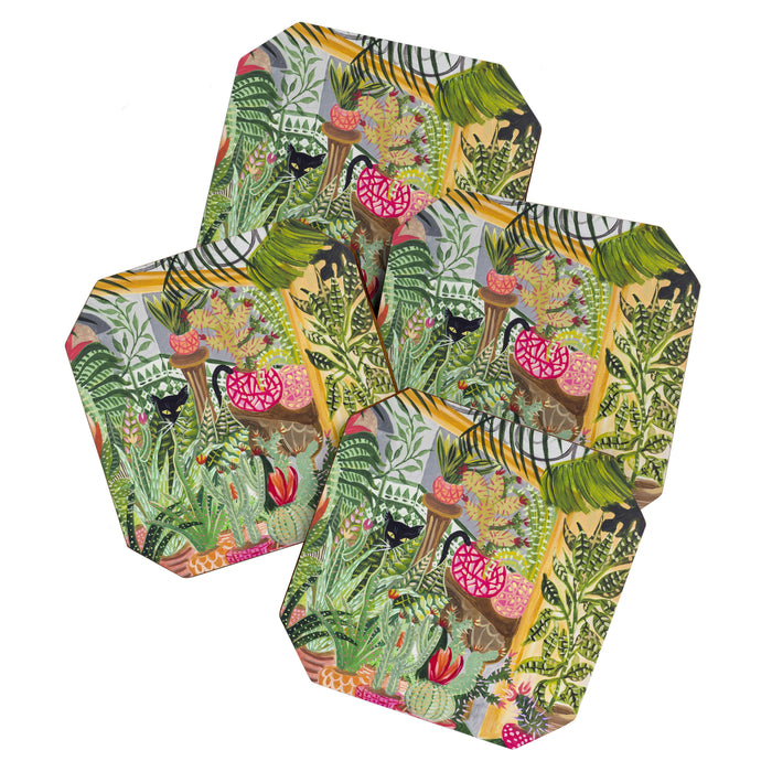 Black cat in the Garden Coaster Gallery Image 1