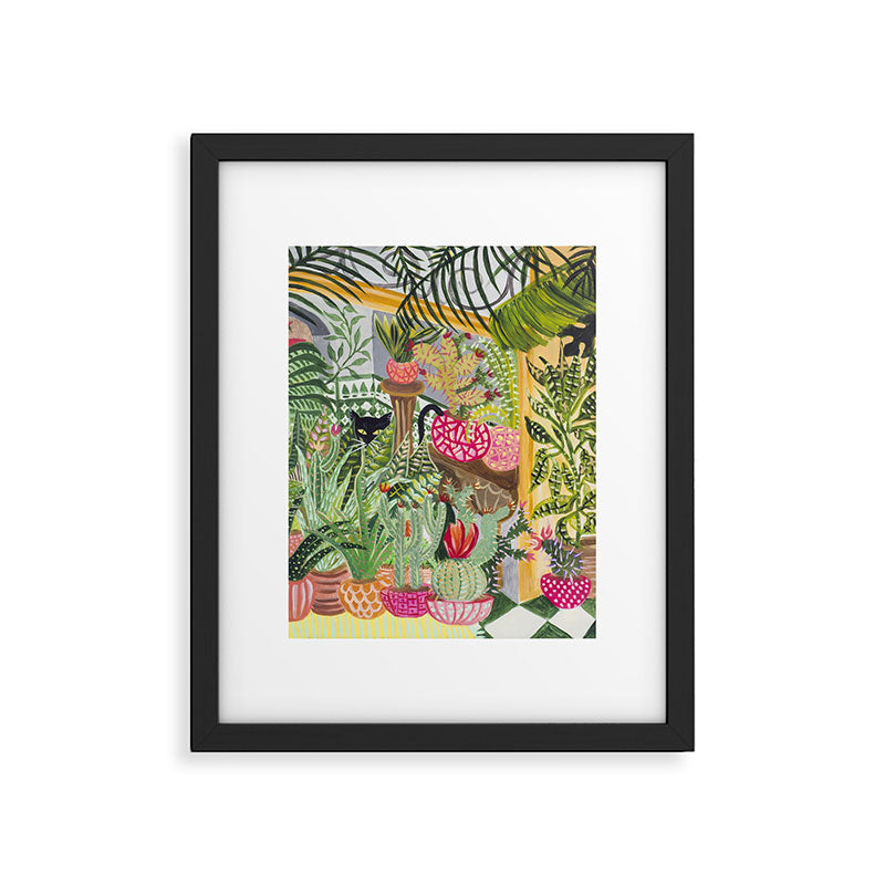 Black cat in the Garden Framed Art Print Gallery Image 5