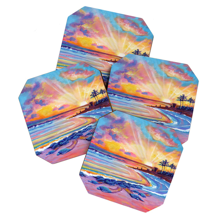 Poipu Turtles at Sunset Coaster Gallery Image 1