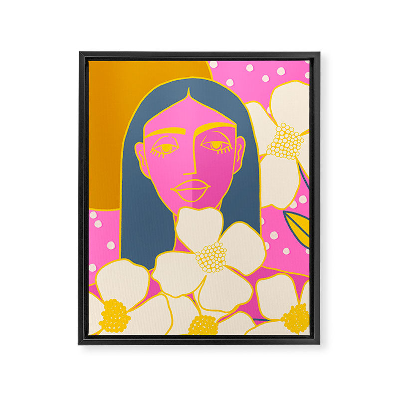A Girl And Her Flowers Framed Canvas Print Gallery Image 8
