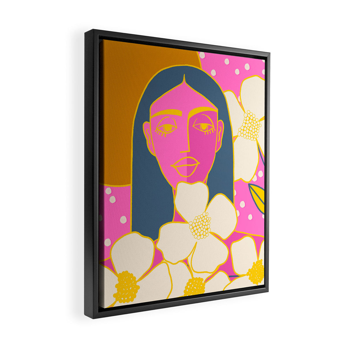 A Girl And Her Flowers Framed Canvas Print Gallery Image 2