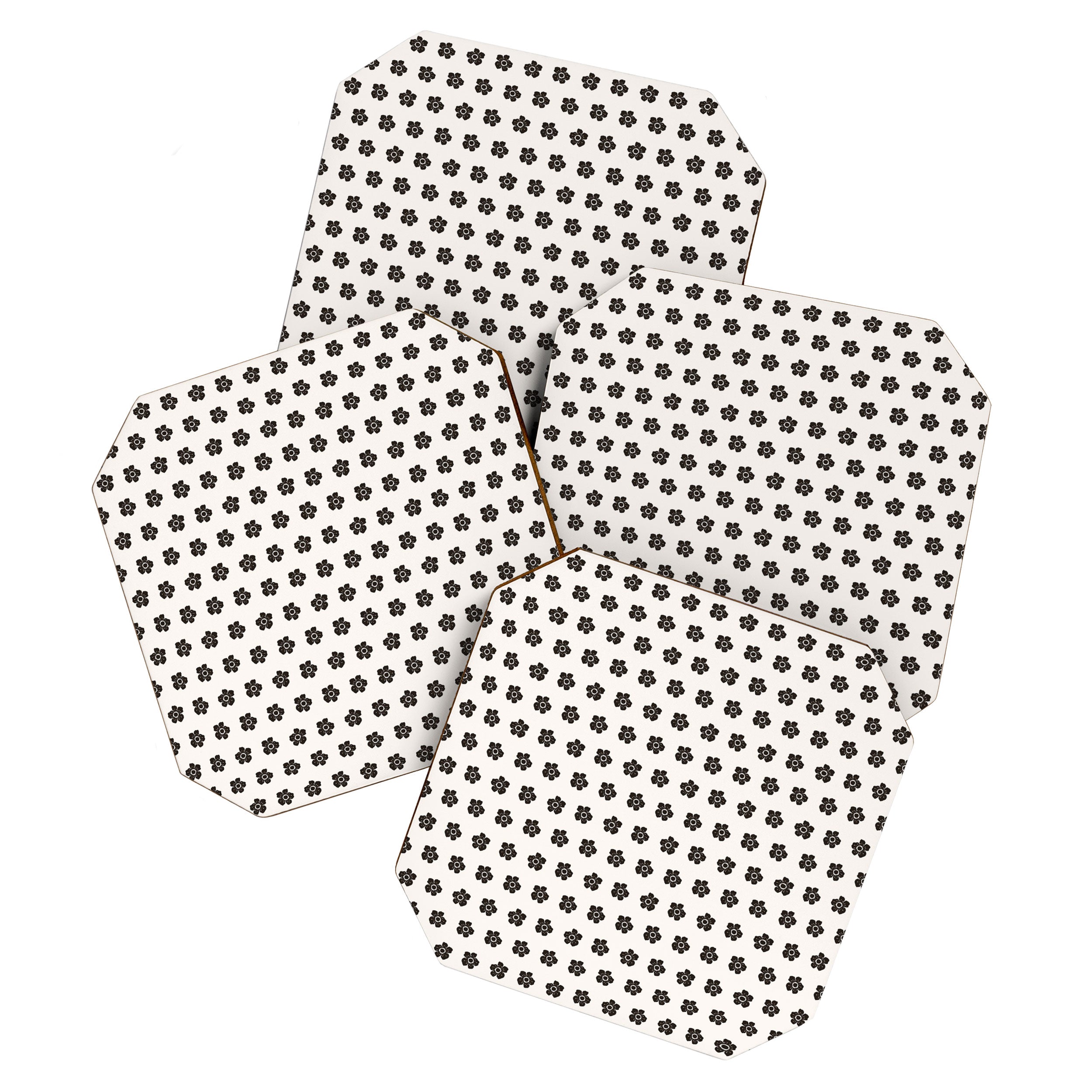 Abstract Black Floral Pattern Coaster Gallery Image 1