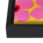 Abstract Pink Flowers With Yellow Background Framed Canvas Print Gallery Image 3