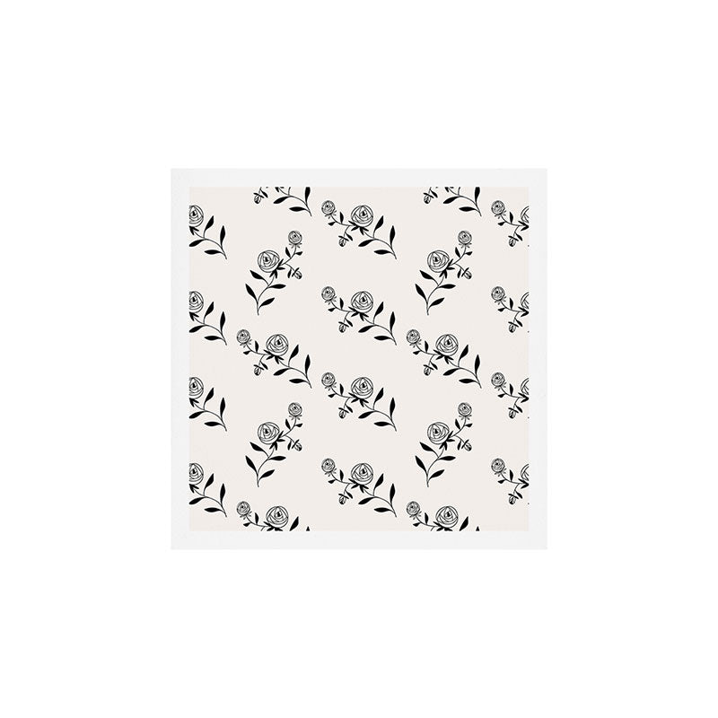 Abstract Rose Pattern - Black and Ivory Art Print Gallery Image 1