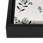 Abstract Rose Pattern - Black and Ivory Framed Canvas Print Gallery Image 3