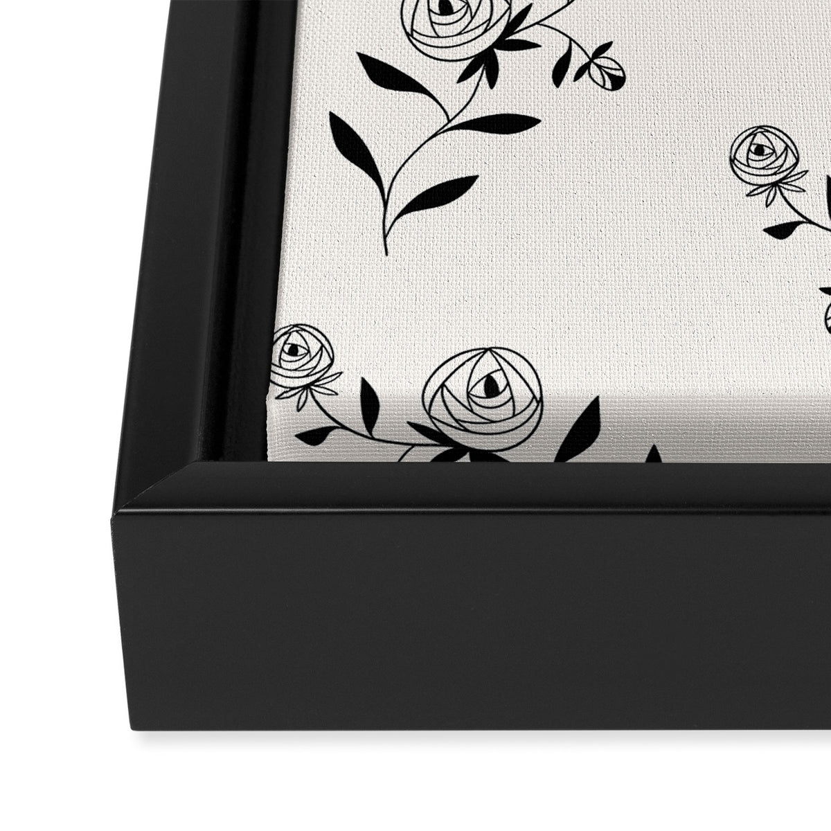Abstract Rose Pattern - Black and Ivory Framed Canvas Print Gallery Image 3