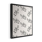 Abstract Rose Pattern - Black and Ivory Framed Canvas Print Gallery Image 2