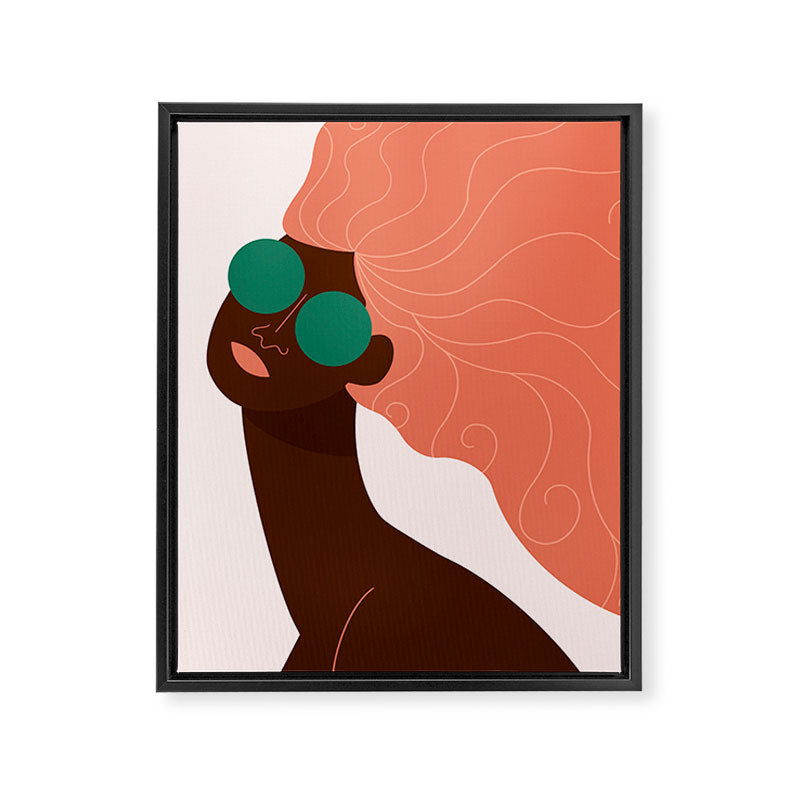 Abstract Woman, Green Sunglasses Framed Canvas Print Gallery Image 8