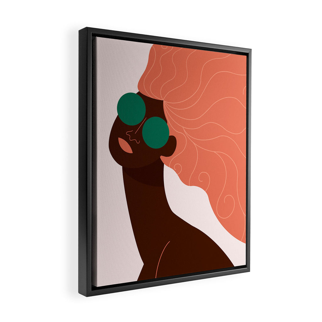 Abstract Woman, Green Sunglasses Framed Canvas Print Gallery Image 2