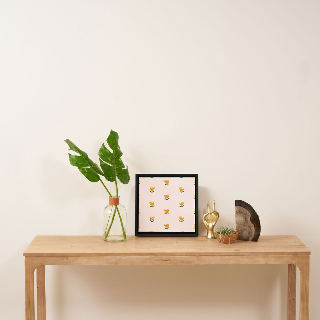 Abstract Yellow Tulip - Pink Background Framed Canvas Print Gallery Image 3