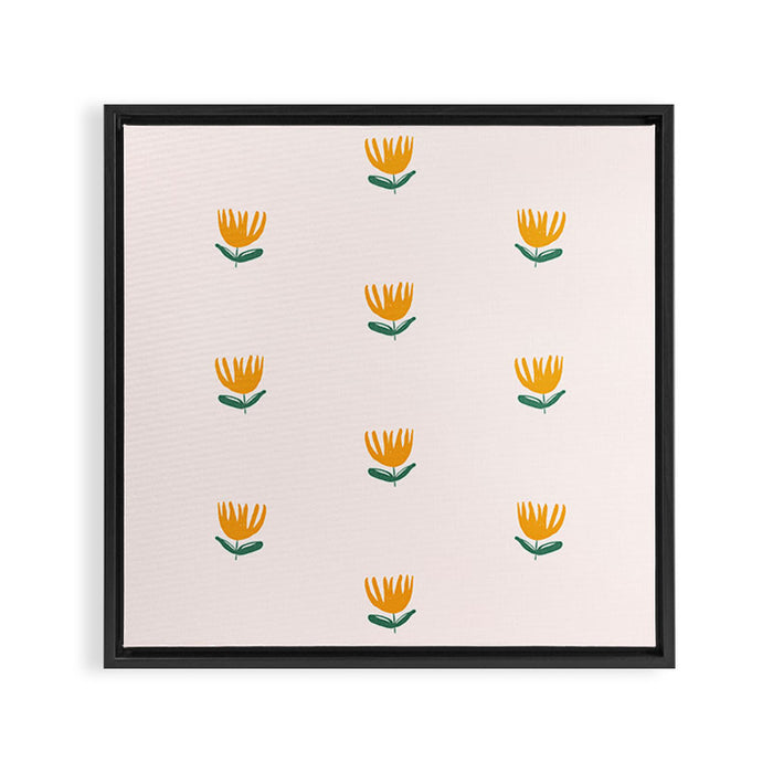 Abstract Yellow Tulip - Pink Background Framed Canvas Print Gallery Image 1