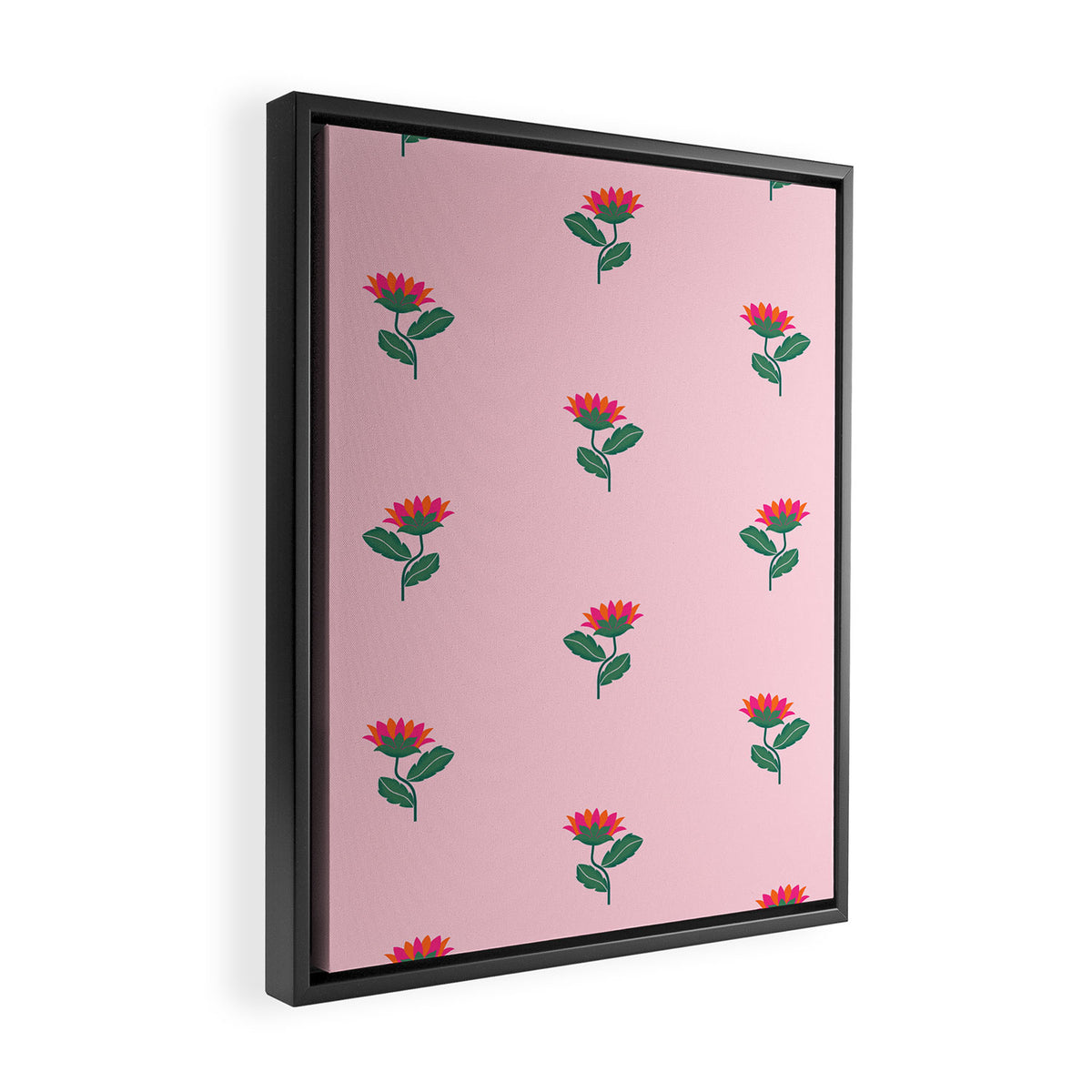 Art Nouveau Single Tropical Flower - Pattern Framed Canvas Print Gallery Image 2