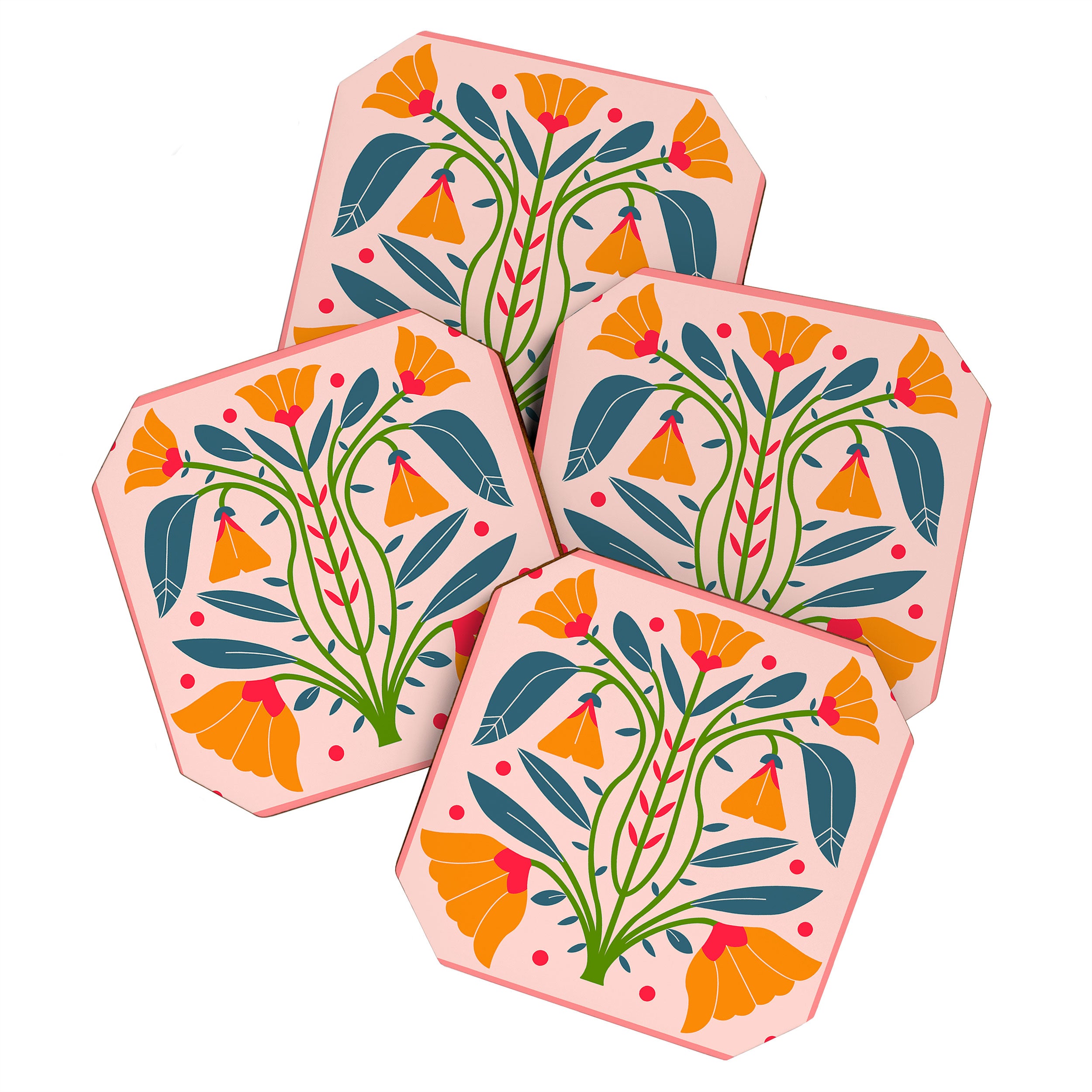 Art Nouveau Symmetric Buttercups Coaster Gallery Image 1