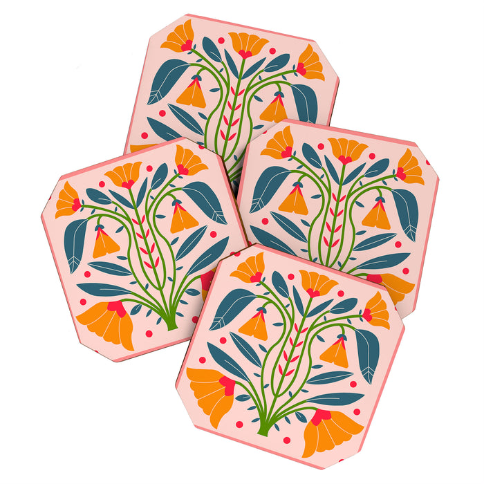 Art Nouveau Symmetric Buttercups Coaster Gallery Image 1