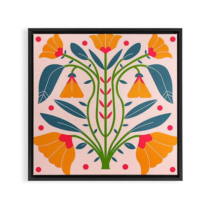 Art Nouveau Symmetric Buttercups Framed Canvas Print Gallery Image 1