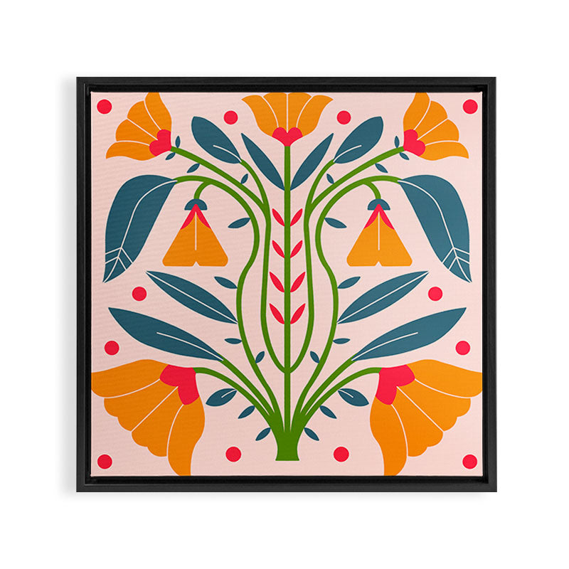 Art Nouveau Symmetric Buttercups Framed Canvas Print Gallery Image 3
