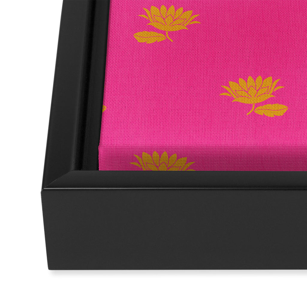 Art Nouveau Yellow Tropical Flowers - Hot Pink Pattern Framed Canvas Print Gallery Image 3