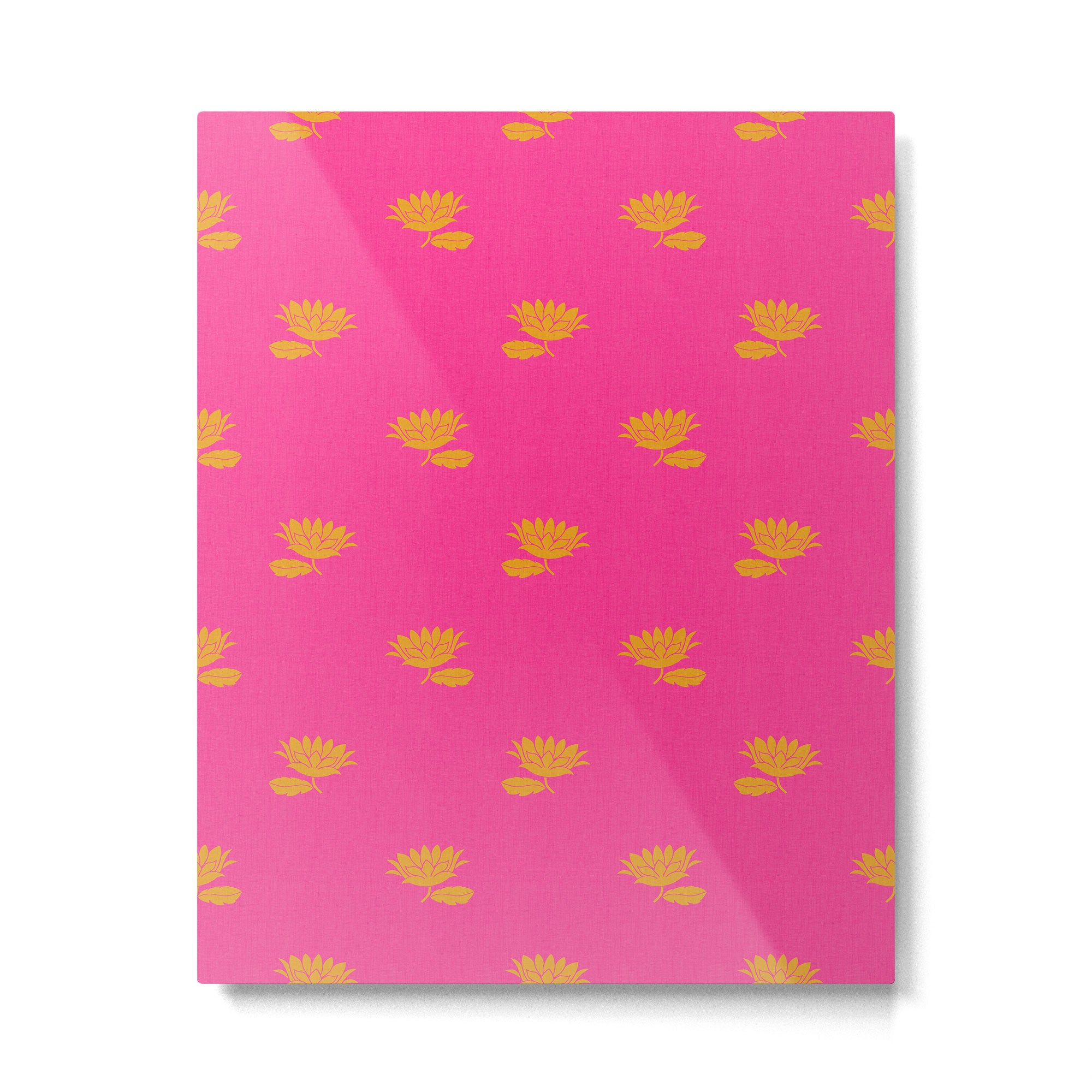 Art Nouveau Yellow Tropical Flowers - Hot Pink Pattern Metal Print Gallery Image 6