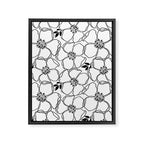 Black Floral Pattern On White Background Framed Canvas Print Gallery Image 8