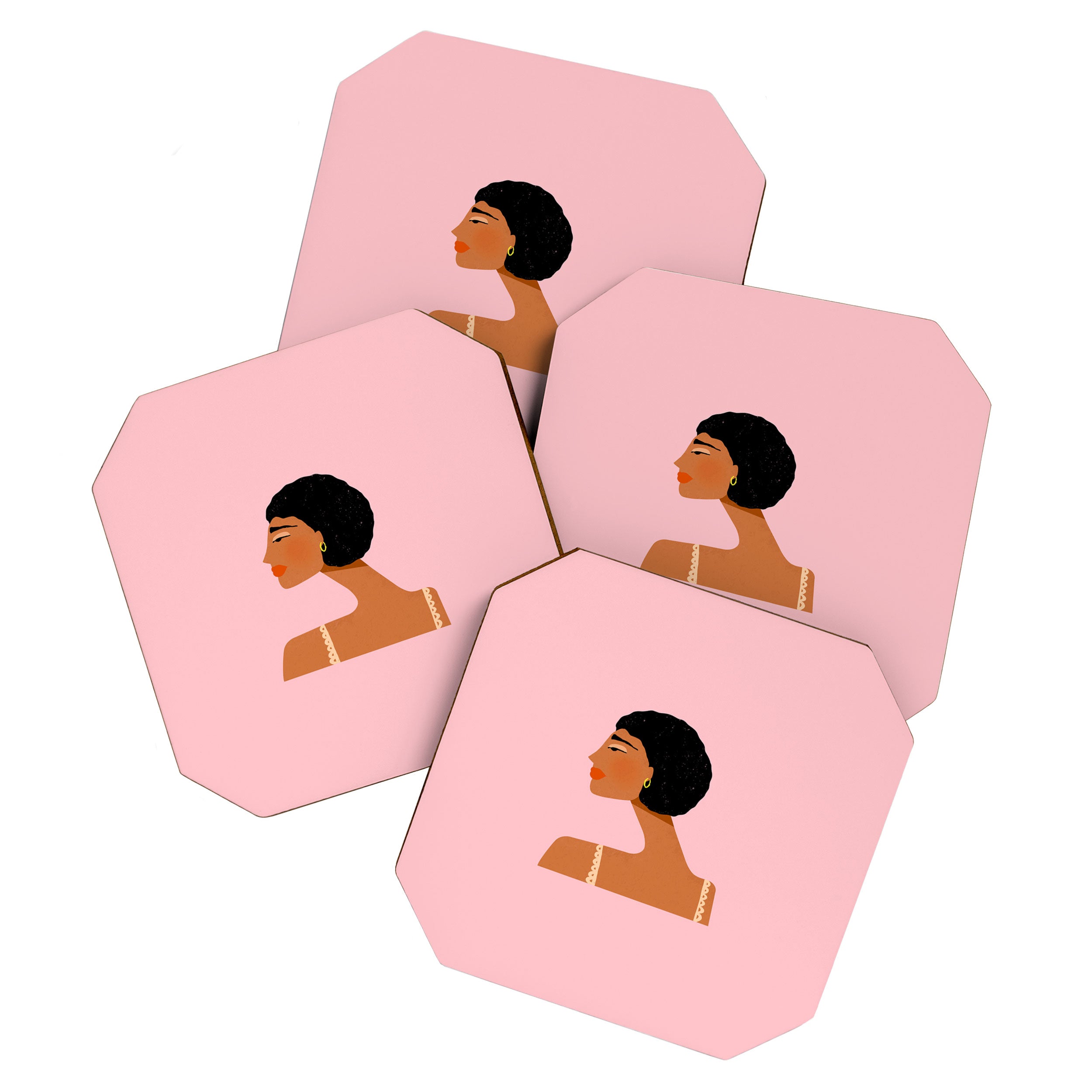 Black Woman Side Profile Coaster Gallery Image 1