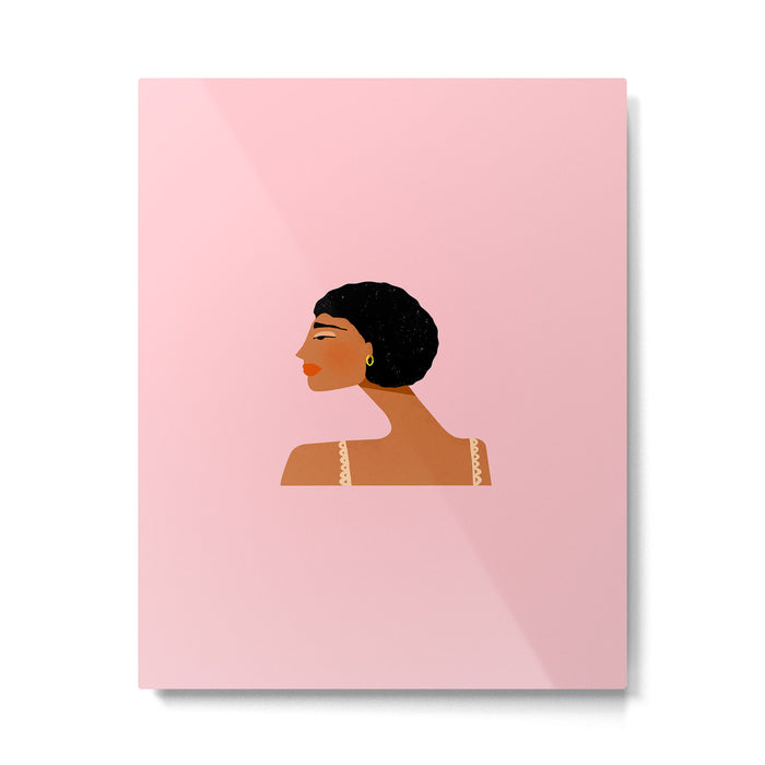 Black Woman Side Profile Metal Print Gallery Image 1