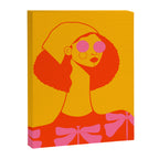 Bold and Bright - Afro Woman Portrait in Hot Pink and Orange Canvas Print Gallery Image 6