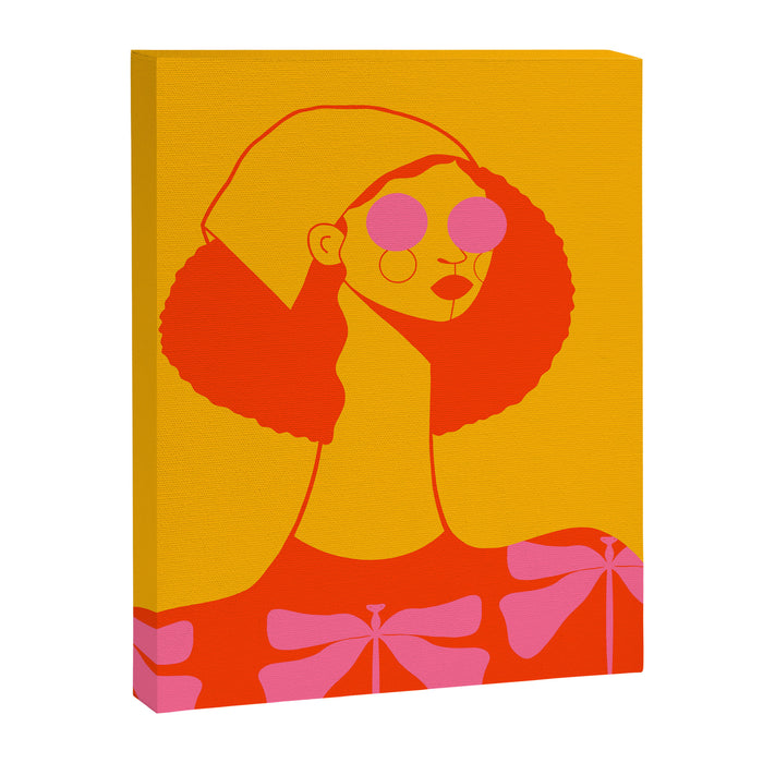 Bold and Bright - Afro Woman Portrait in Hot Pink and Orange Canvas Print Gallery Image 1