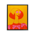 Bold and Bright - Afro Woman Portrait in Hot Pink and Orange Framed Canvas Print Gallery Image 6