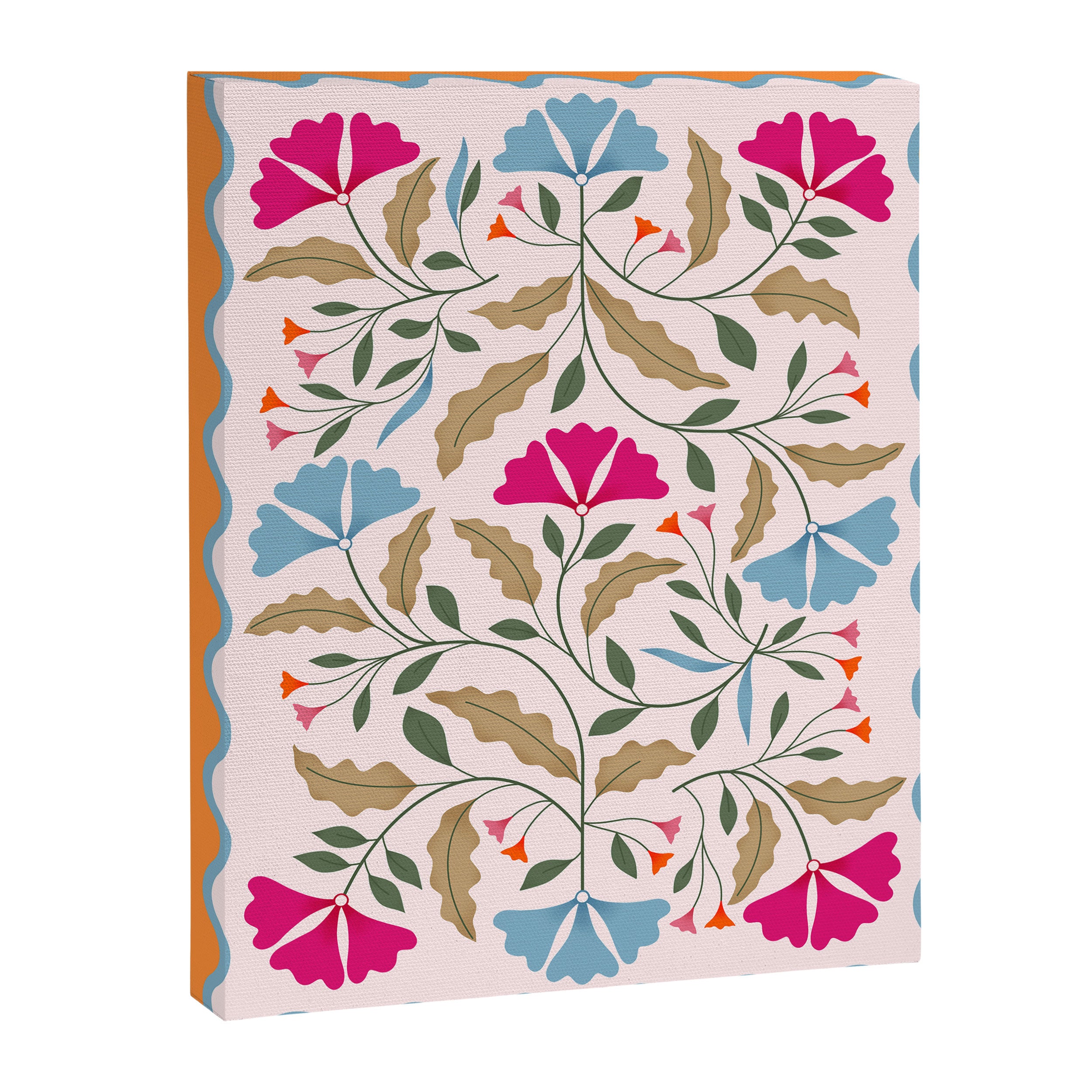 Botanical Tapestry- Folk Floral Art Canvas Print Gallery Image 6