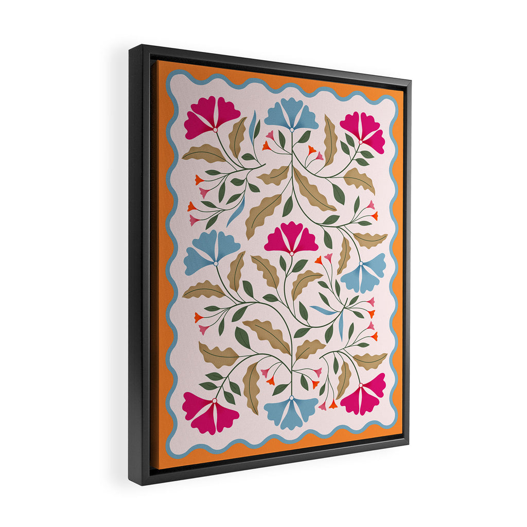 Botanical Tapestry- Folk Floral Art Framed Canvas Print Gallery Image 2