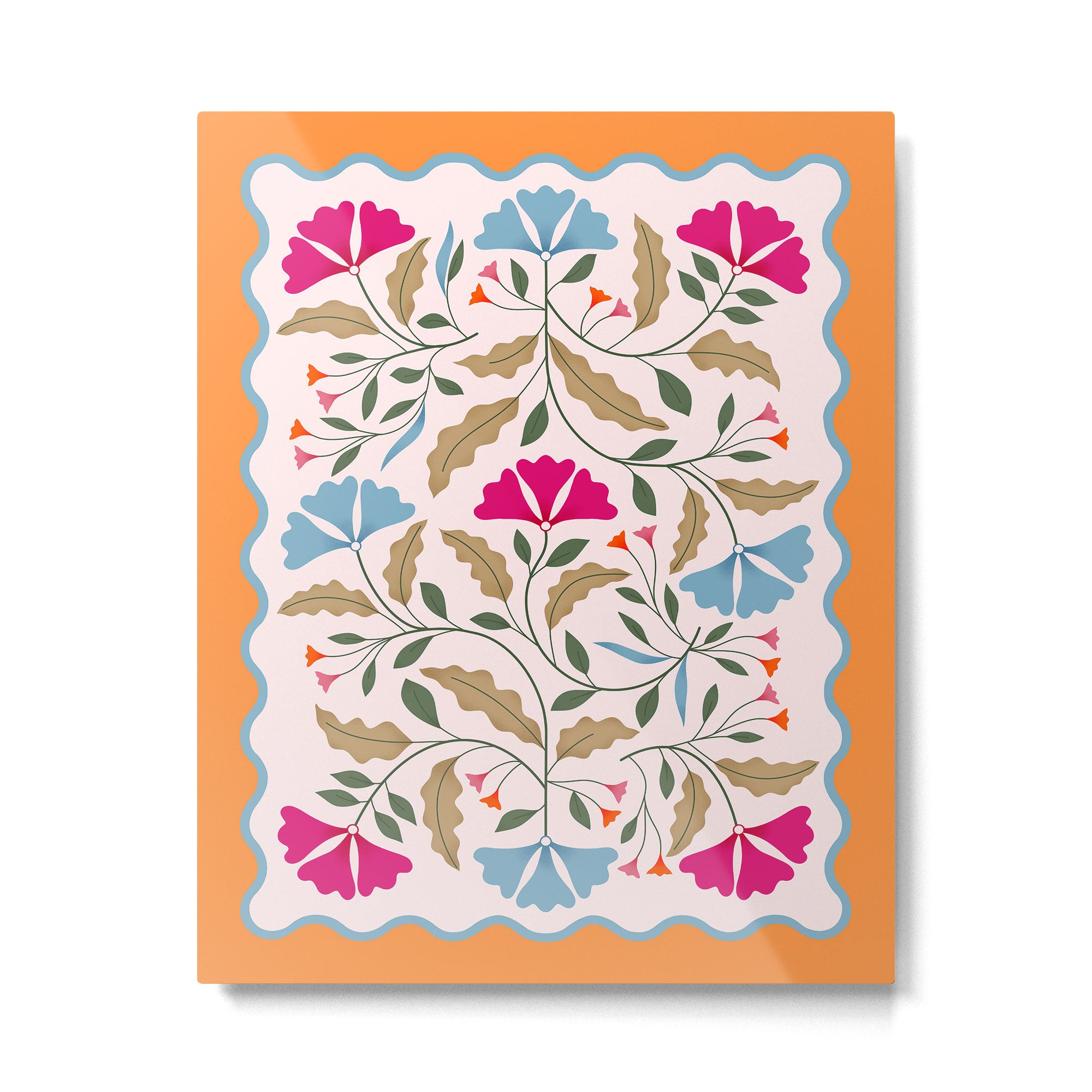 Botanical Tapestry- Folk Floral Art Metal Print Gallery Image 4