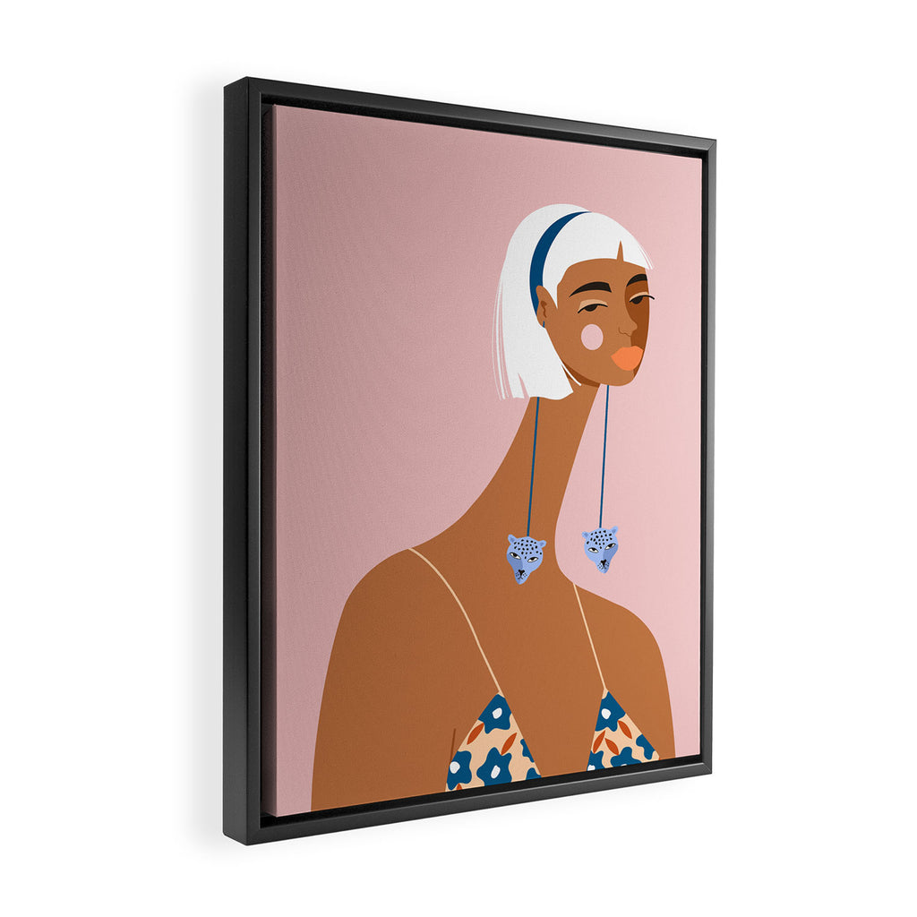 Cheetah Earrings Framed Canvas Print Gallery Image 2