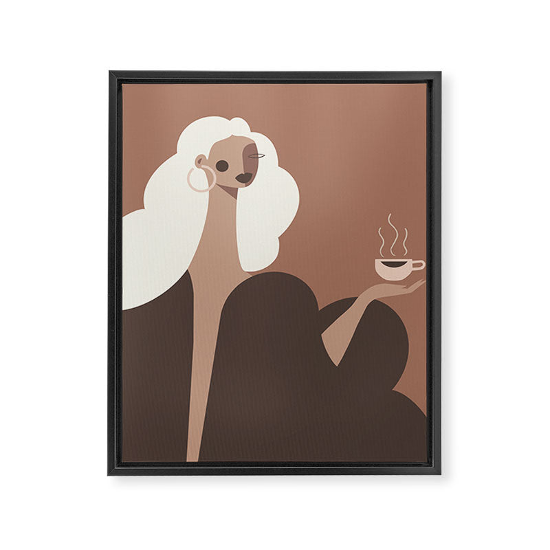 Coffee Hour Inspired by PANTONE 17 1230 Mocha Mousse Framed Canvas Print Gallery Image 8