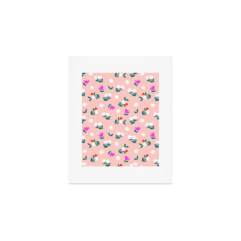 Dainty Blooms Pattern - Pink Art Print Gallery Image 1